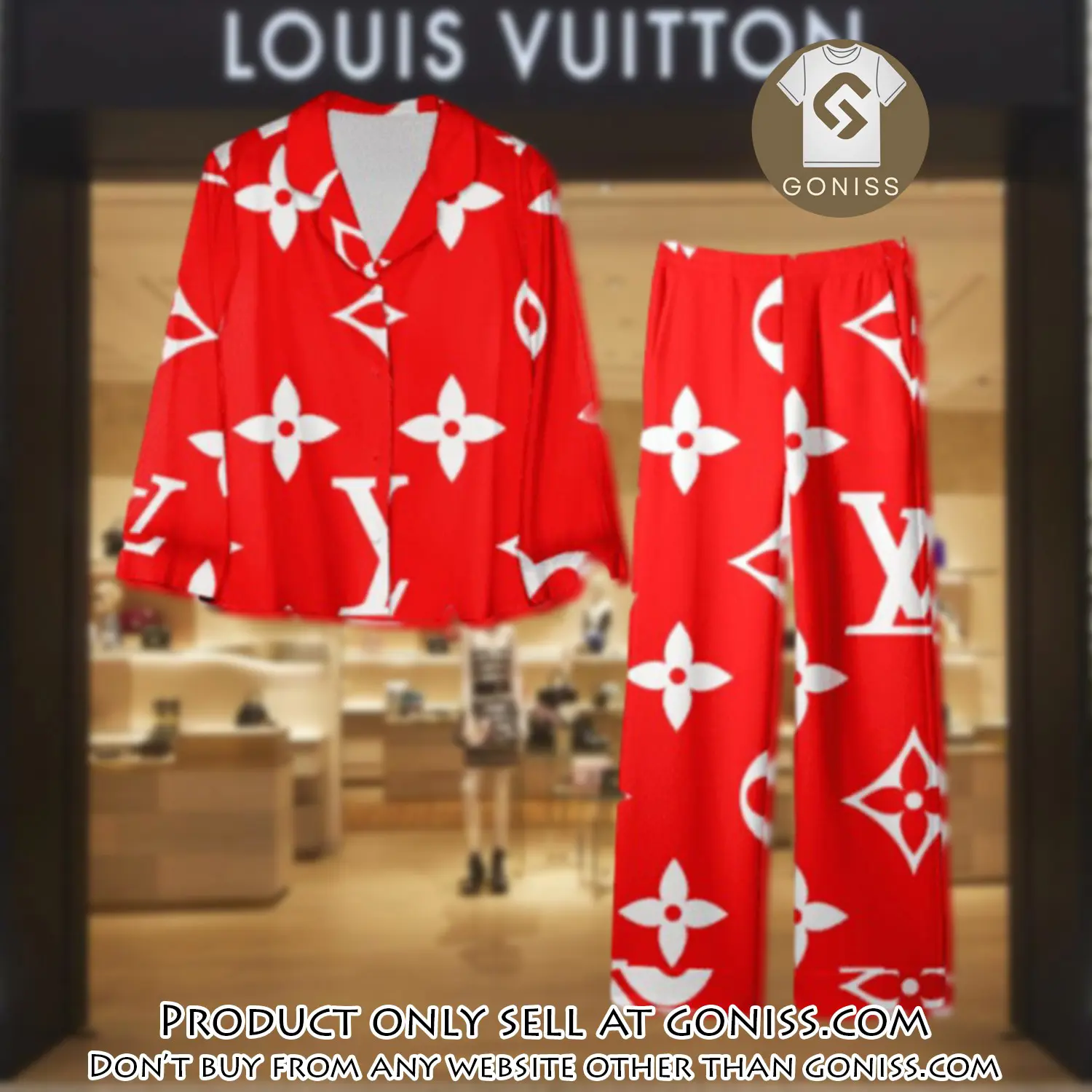 Trending luxury lv satin pajama set pjs1094 gn1209319